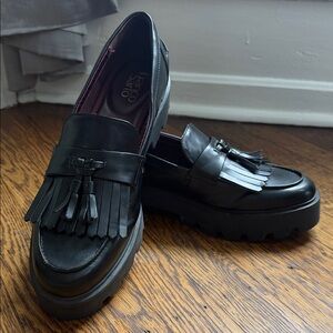 Franco Sarto Mat Black Loafers with chunky soles